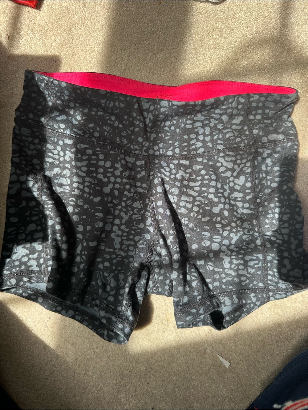 Champion Black Animal-Print Bike Shorts with Pink Waistband